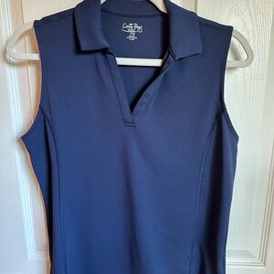 Coral Bay Sleeveless Polo Tank Top - Navy Blue
